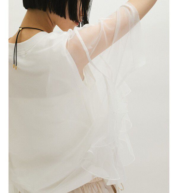 ADAM ET ROPE'「【サステナブル】・【定番人気】ギャザーチュールトップス」|Tシャツ・カットソー|