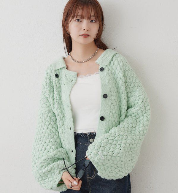  「【BRN／WEB限定カラー】ぽこぽこダブルボタンカーディガン」|カーディガン|