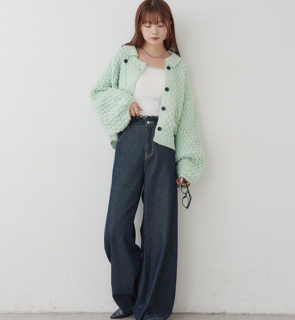  「【BRN／WEB限定カラー】ぽこぽこダブルボタンカーディガン」|カーディガン|