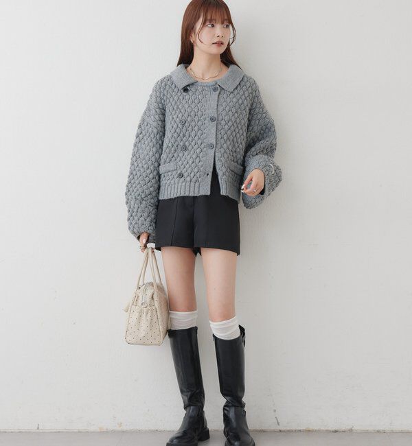  「【BRN／WEB限定カラー】ぽこぽこダブルボタンカーディガン」|カーディガン|