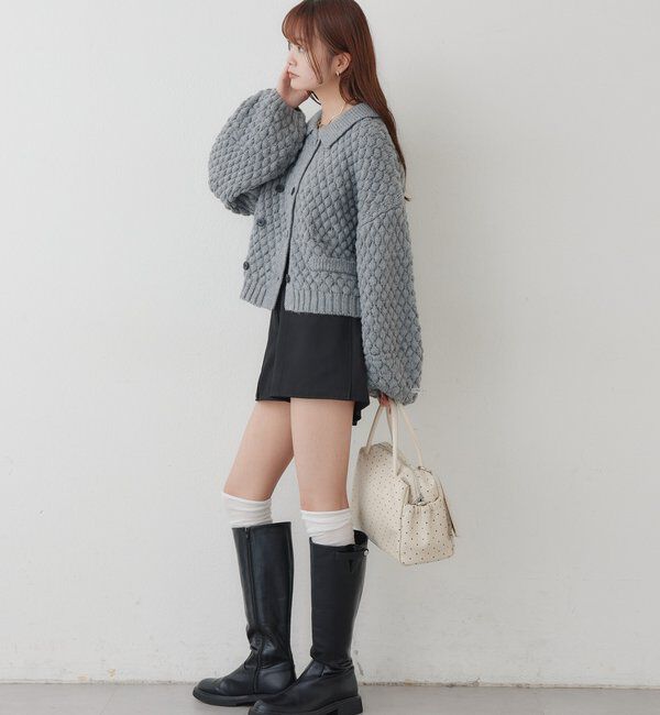  「【BRN／WEB限定カラー】ぽこぽこダブルボタンカーディガン」|カーディガン|
