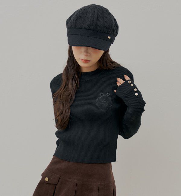  「エンブレム刺繍リブニット」|ニット・セーター|
