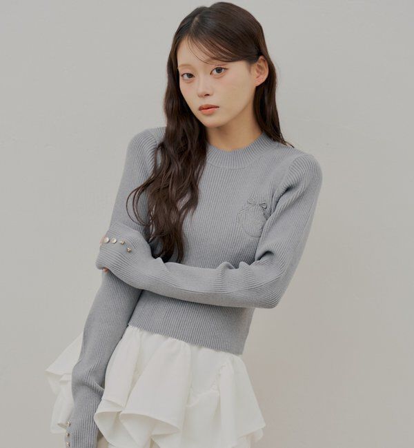  「エンブレム刺繍リブニット」|ニット・セーター|