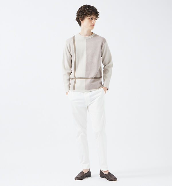 ABAHOUSE「【パネル切替】カシミヤタッチ ジャガード ニット」|ニット・セーター|