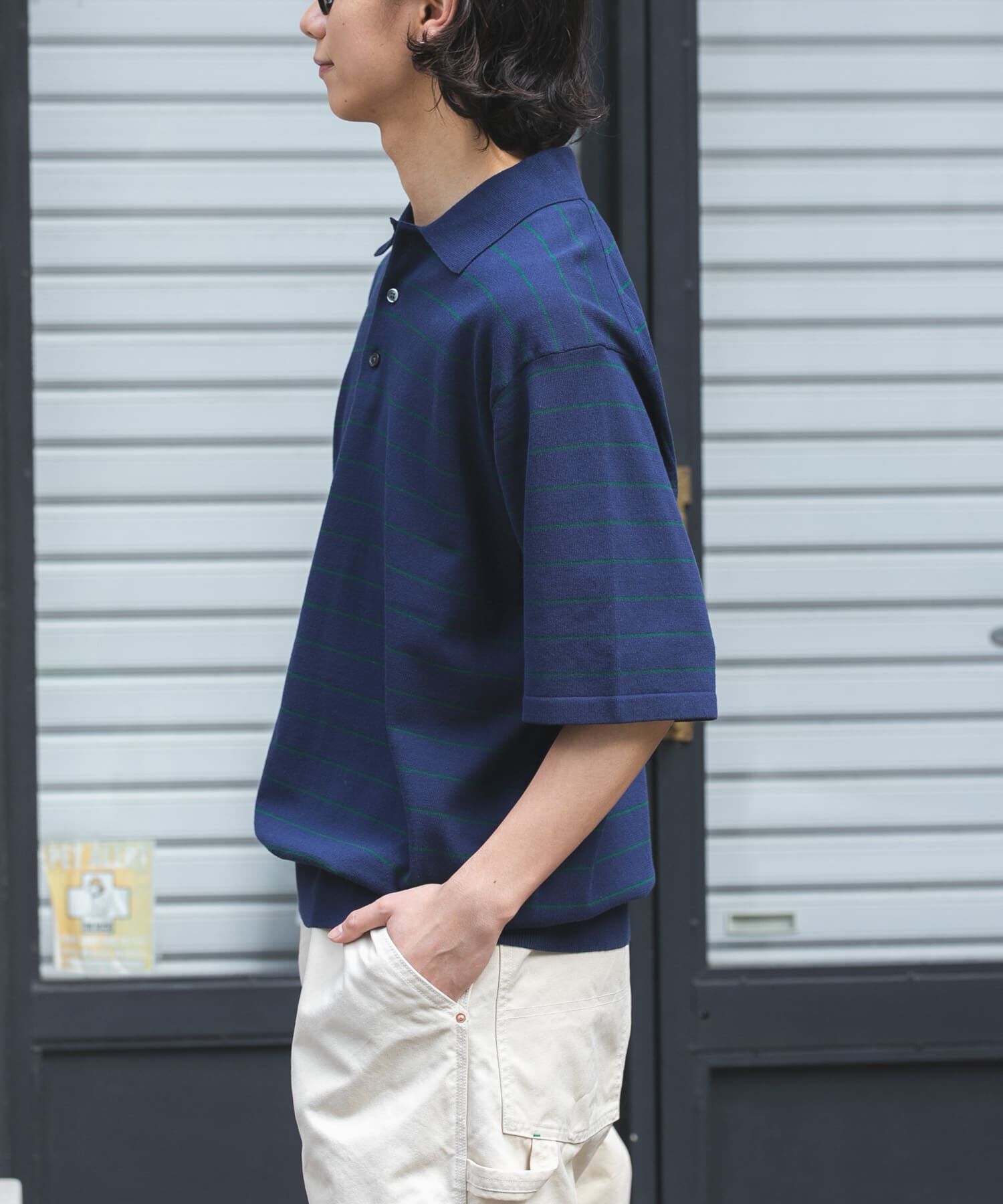 URBAN RESEARCH DOORS「FORK&SPOON　ボーダーショートスリーブニットポロ」|ニット・セーター|
