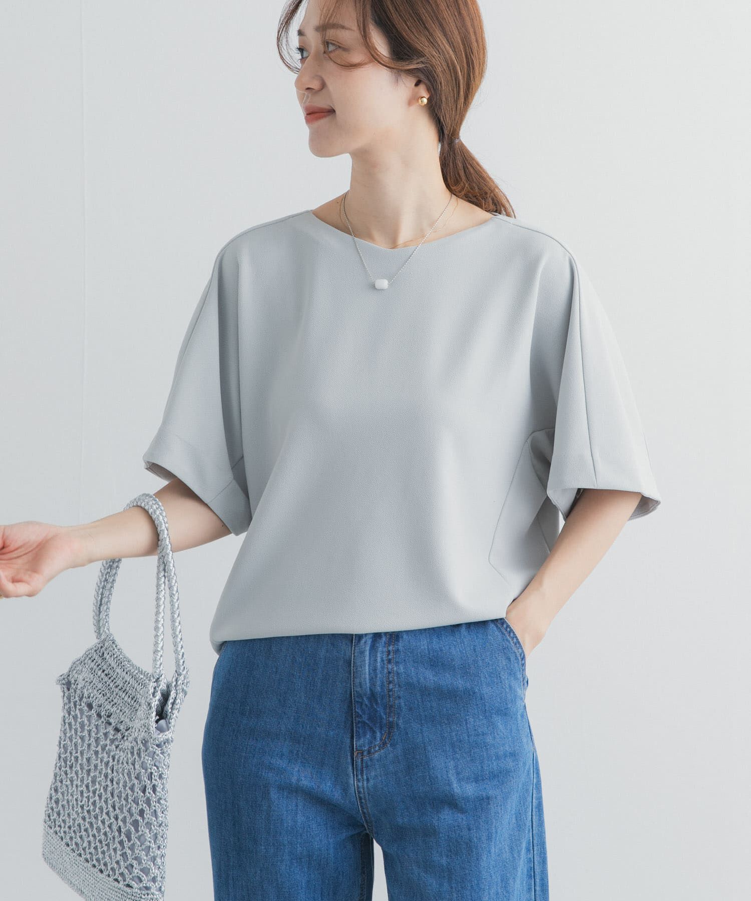 URBAN RESEARCH DOORS「カットジョーゼットVネックプルオーバー」|Tシャツ・カットソー|グレー系その他