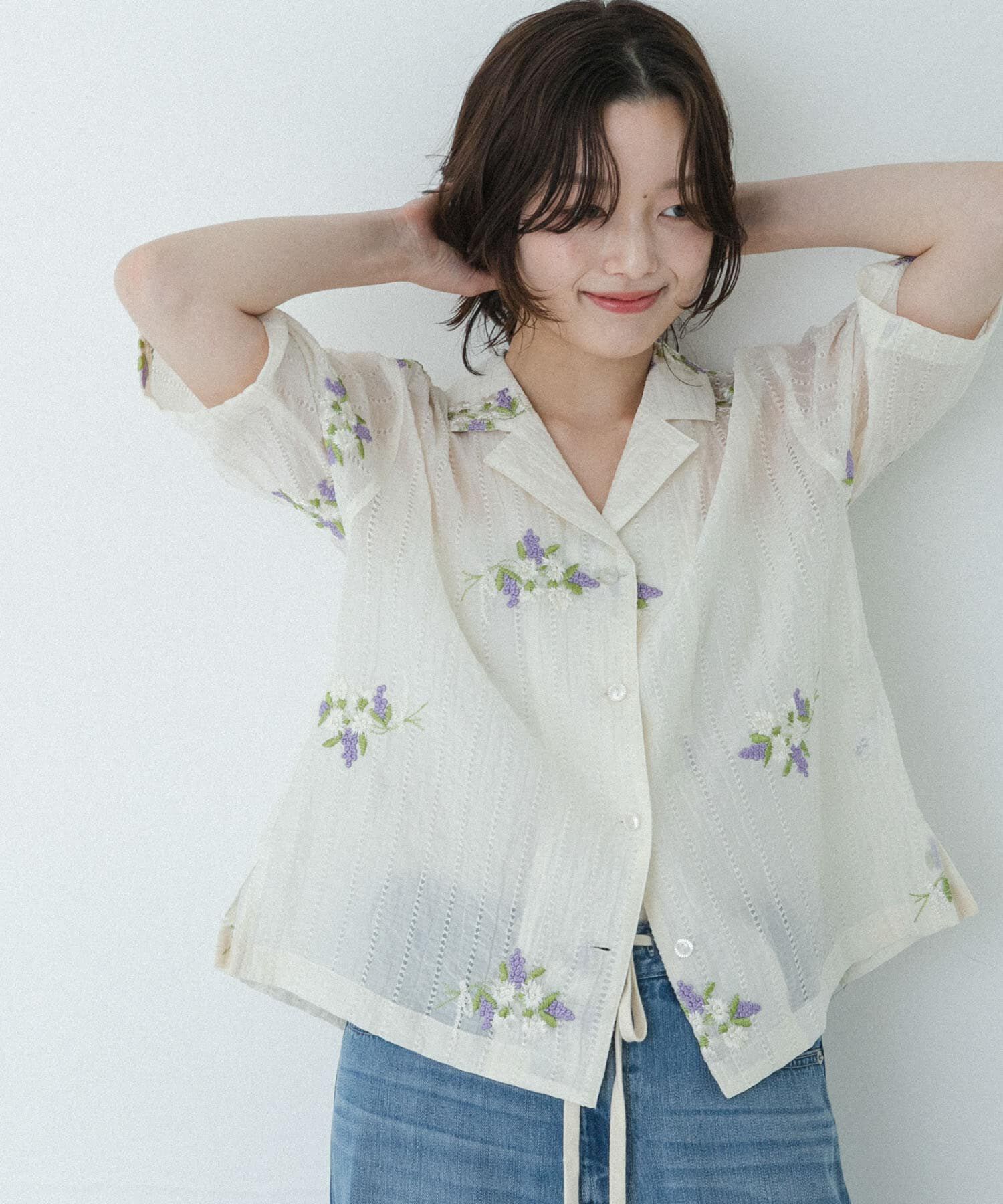 Sonny Label 「フラワー刺繍ジャガードシャツ」|シャツ・ブラウス|