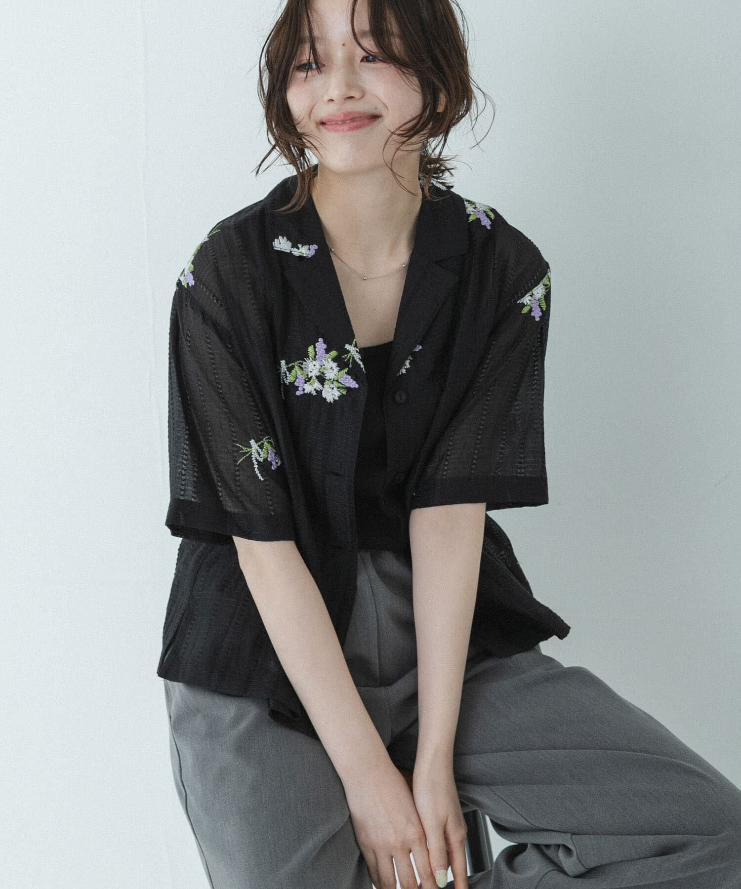 Sonny Label 「フラワー刺繍ジャガードシャツ」|シャツ・ブラウス|