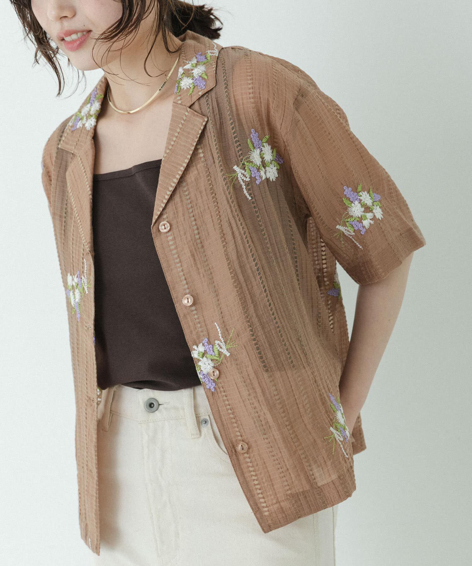 Sonny Label 「フラワー刺繍ジャガードシャツ」|シャツ・ブラウス|