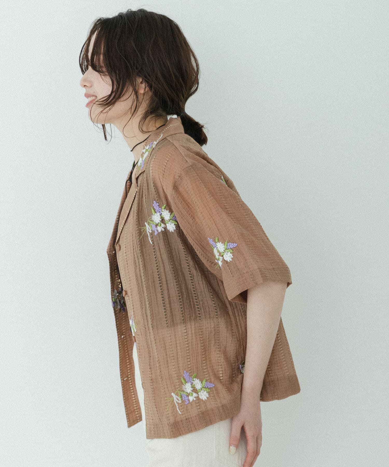 Sonny Label 「フラワー刺繍ジャガードシャツ」|シャツ・ブラウス|