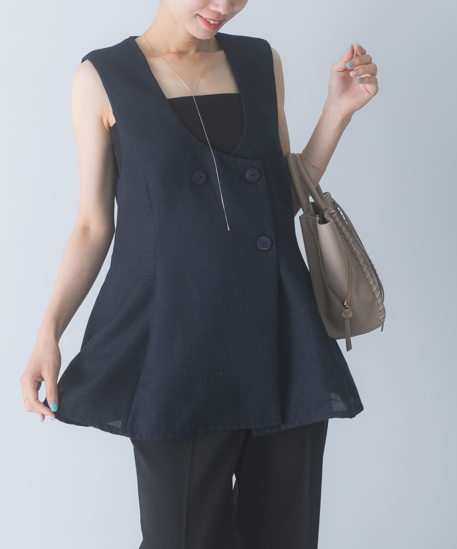 URBAN RESEARCH ROSSO「Mewl　Uネックリネンツイードジレ」|ダウンベスト・ベスト|