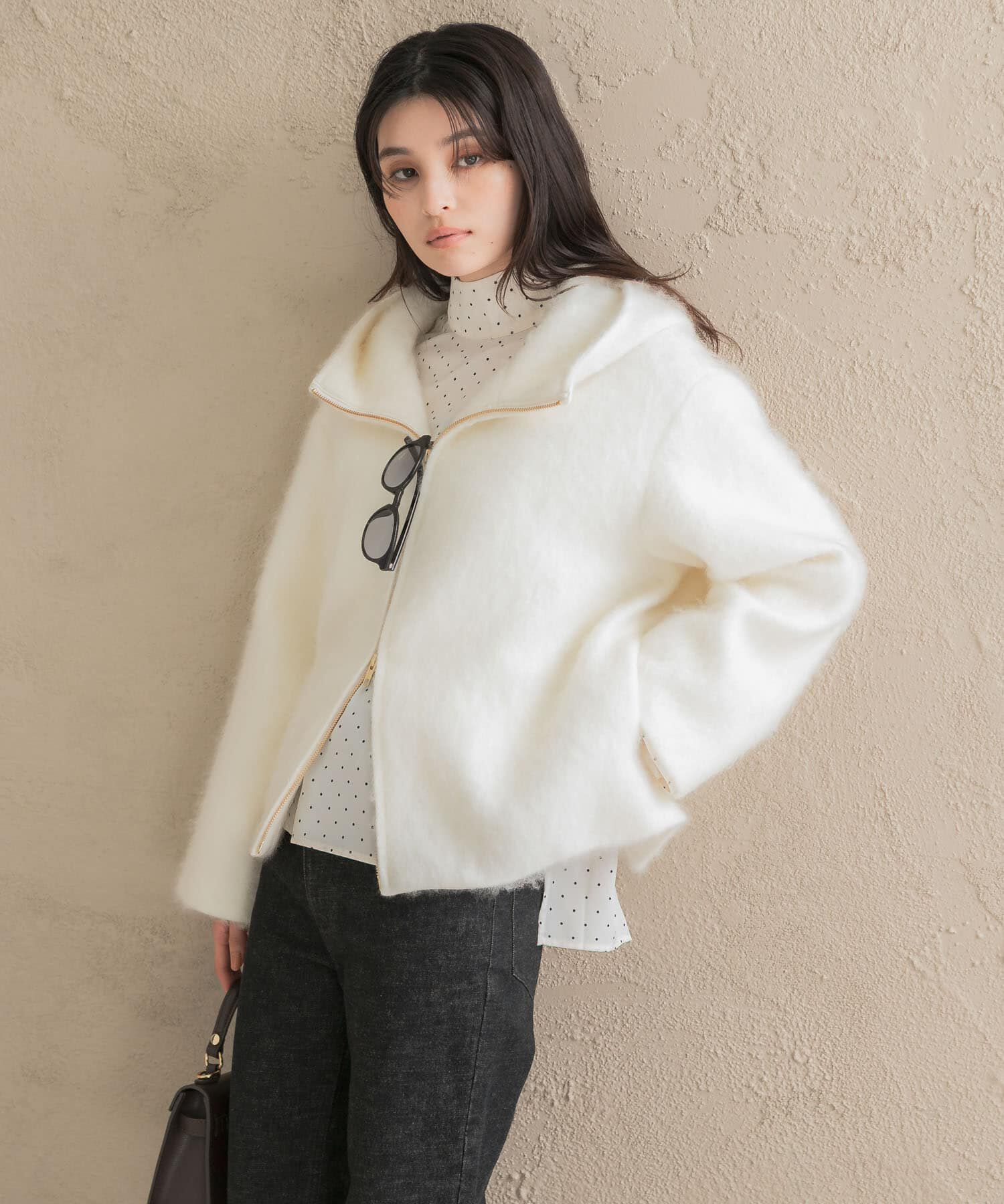 URBAN RESEARCH ROSSO「カシミヤ混ファーフードコート」|ノーカラーコート|