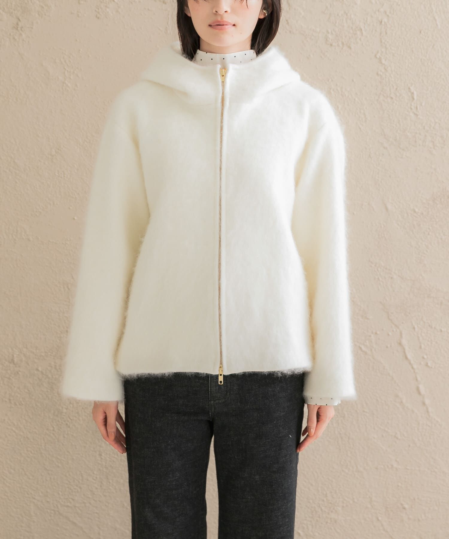 URBAN RESEARCH ROSSO「カシミヤ混ファーフードコート」|ノーカラーコート|