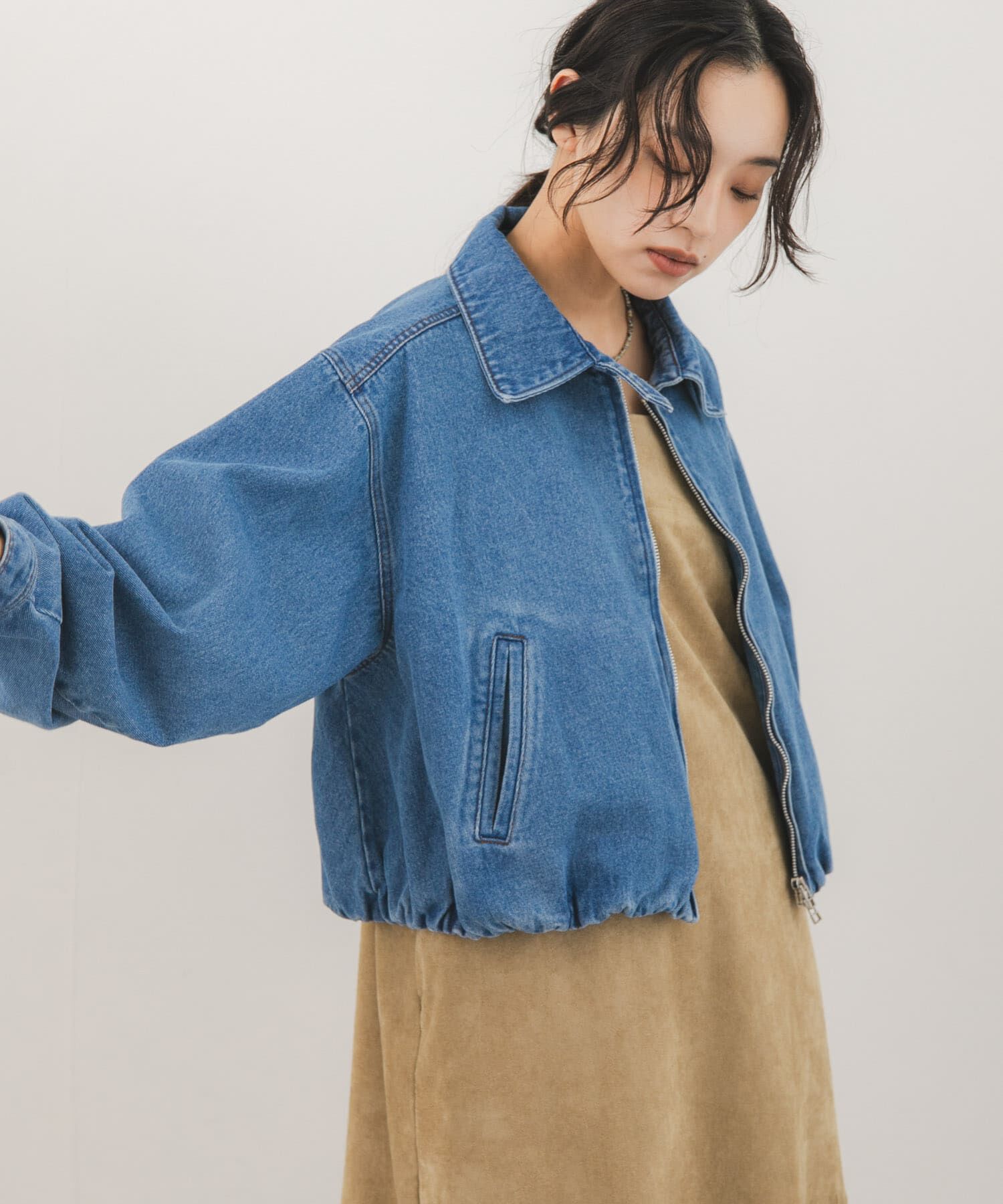  「バルーンデニムブルゾン」|デニムジャケット|