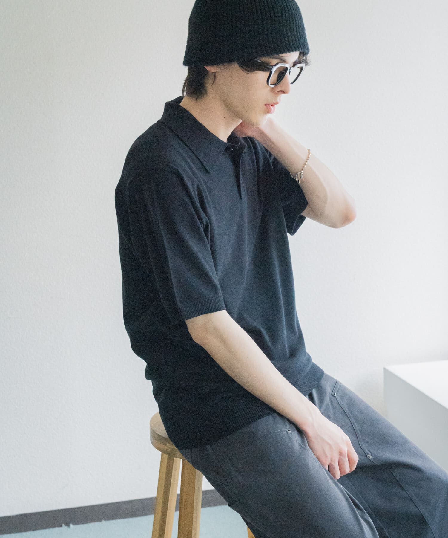 SENSE OF PLACE by URBAN RESEARCH「『洗濯可』ストレッチニットポロショートスリーブTシャツ」|ニット・セーター|
