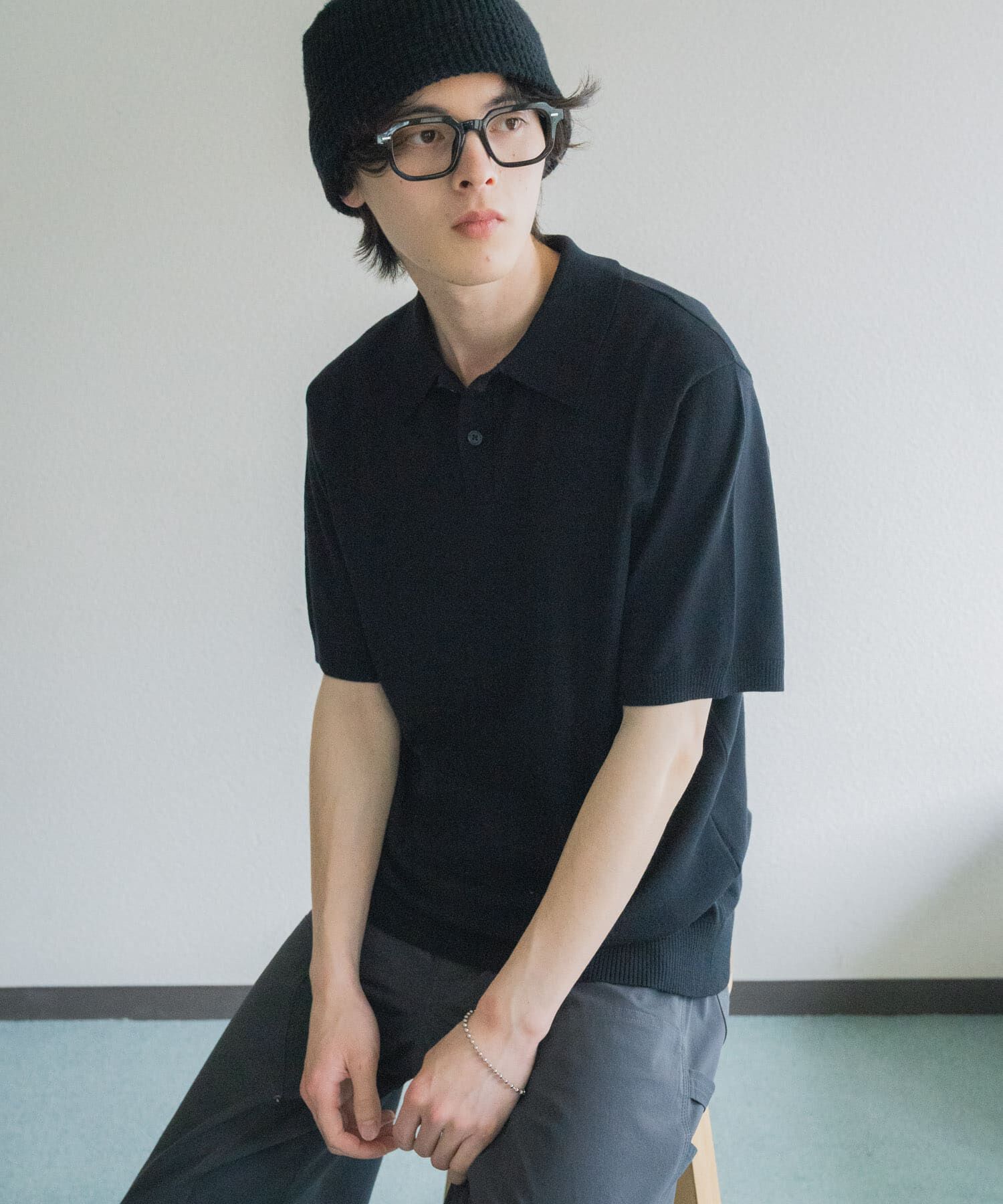 SENSE OF PLACE by URBAN RESEARCH「『洗濯可』ストレッチニットポロショートスリーブTシャツ」|ニット・セーター|