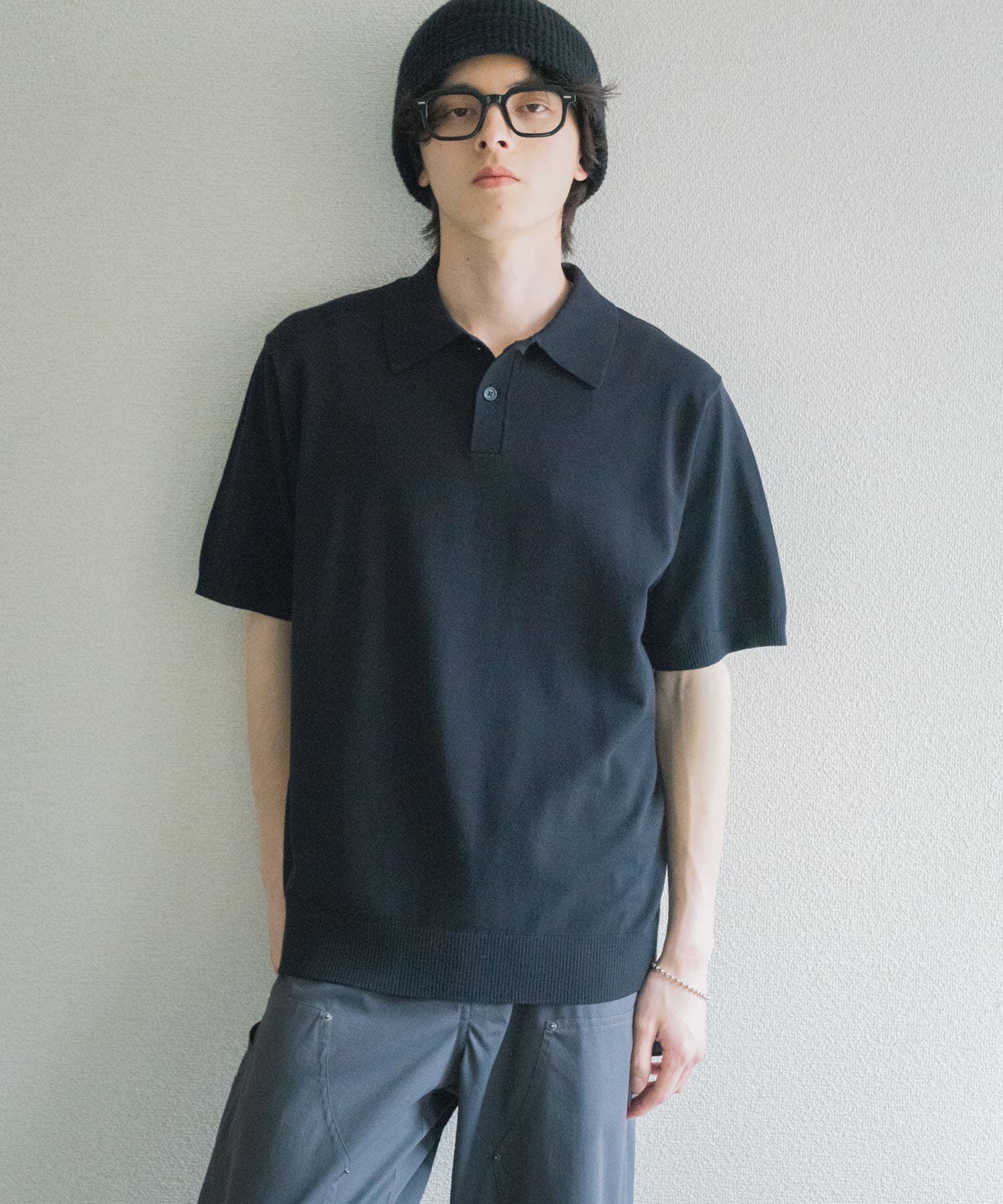 SENSE OF PLACE by URBAN RESEARCH「『洗濯可』ストレッチニットポロショートスリーブTシャツ」|ニット・セーター|