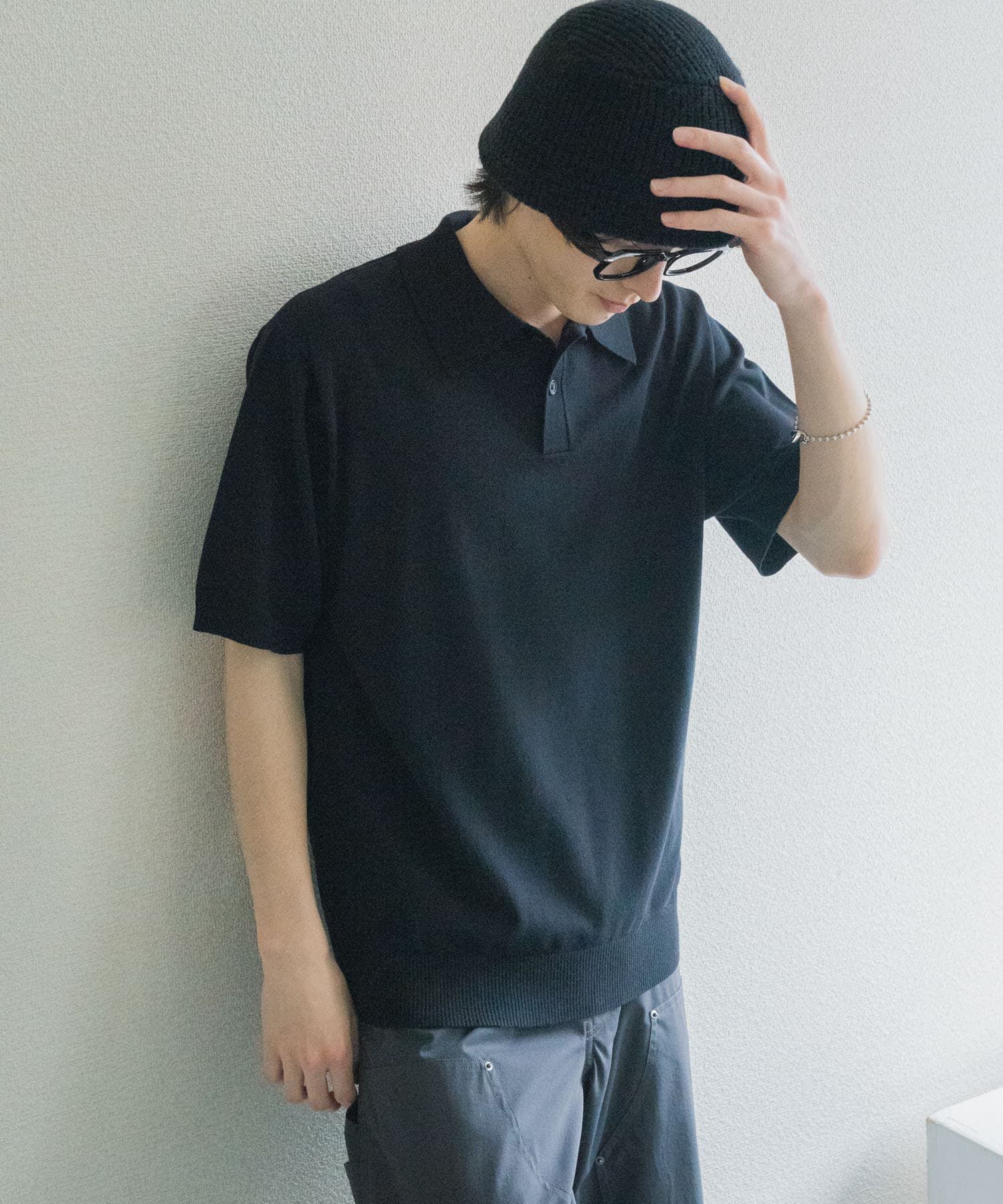 SENSE OF PLACE by URBAN RESEARCH「『洗濯可』ストレッチニットポロショートスリーブTシャツ」|ニット・セーター|