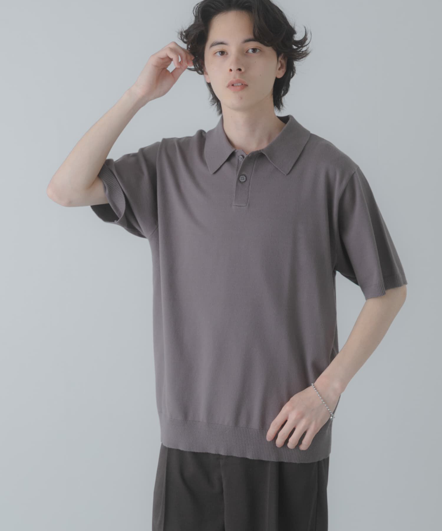 SENSE OF PLACE by URBAN RESEARCH「『洗濯可』ストレッチニットポロショートスリーブTシャツ」|ニット・セーター|