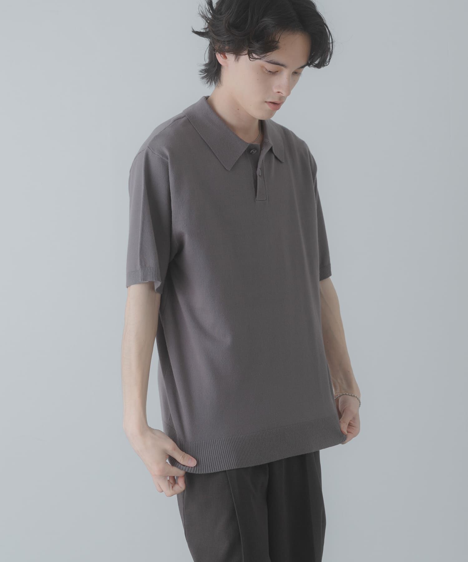 SENSE OF PLACE by URBAN RESEARCH「『洗濯可』ストレッチニットポロショートスリーブTシャツ」|ニット・セーター|