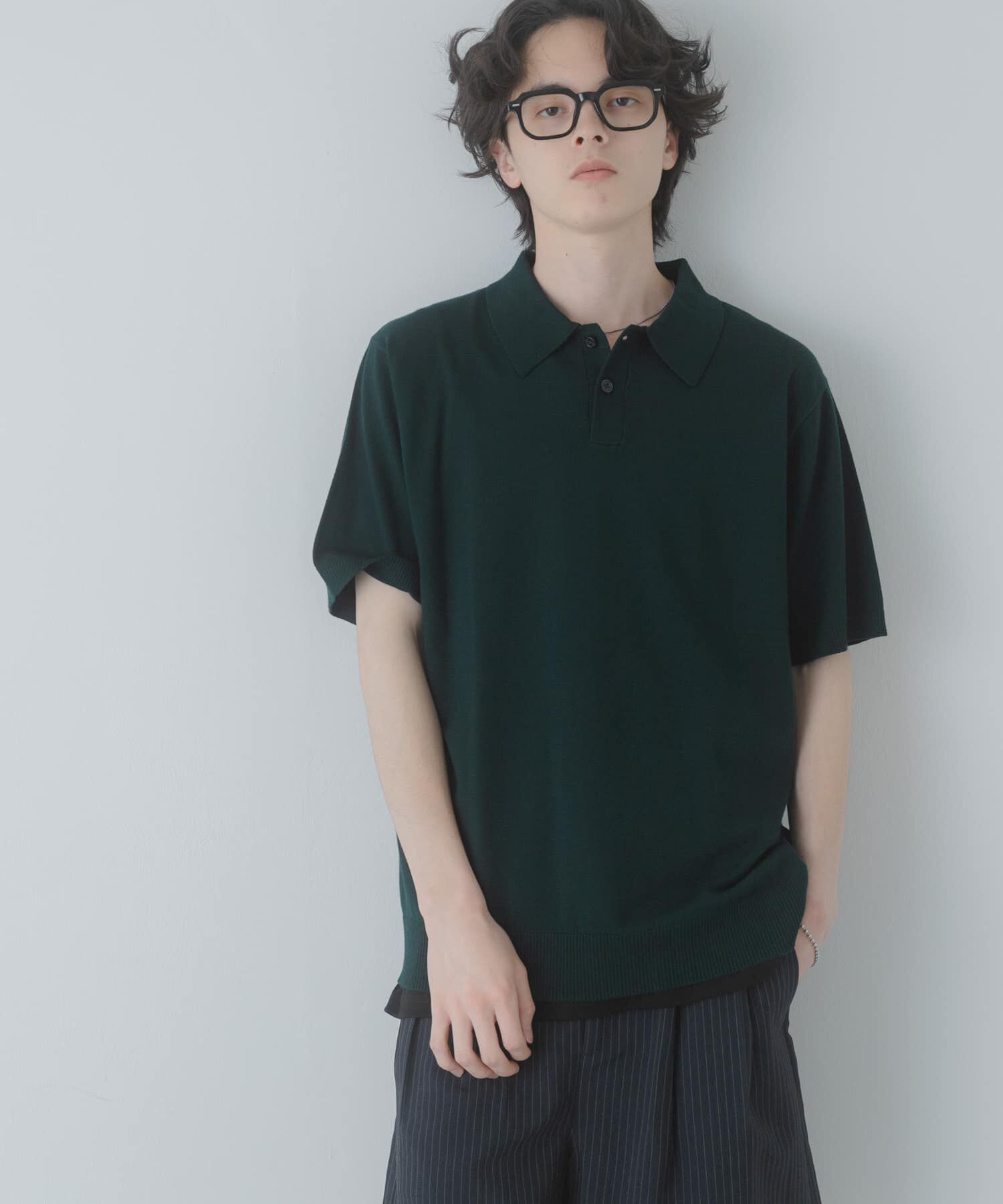 SENSE OF PLACE by URBAN RESEARCH「『洗濯可』ストレッチニットポロショートスリーブTシャツ」|ニット・セーター|