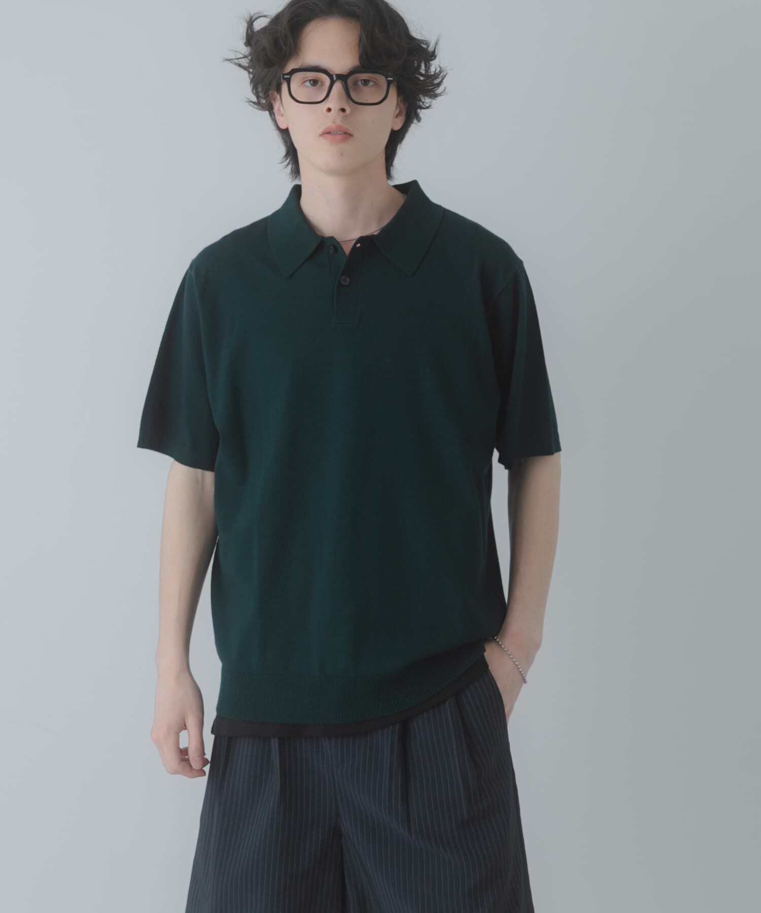 SENSE OF PLACE by URBAN RESEARCH「『洗濯可』ストレッチニットポロショートスリーブTシャツ」|ニット・セーター|