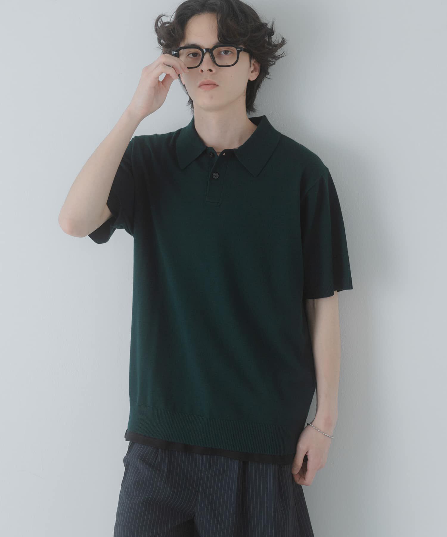 SENSE OF PLACE by URBAN RESEARCH「『洗濯可』ストレッチニットポロショートスリーブTシャツ」|ニット・セーター|