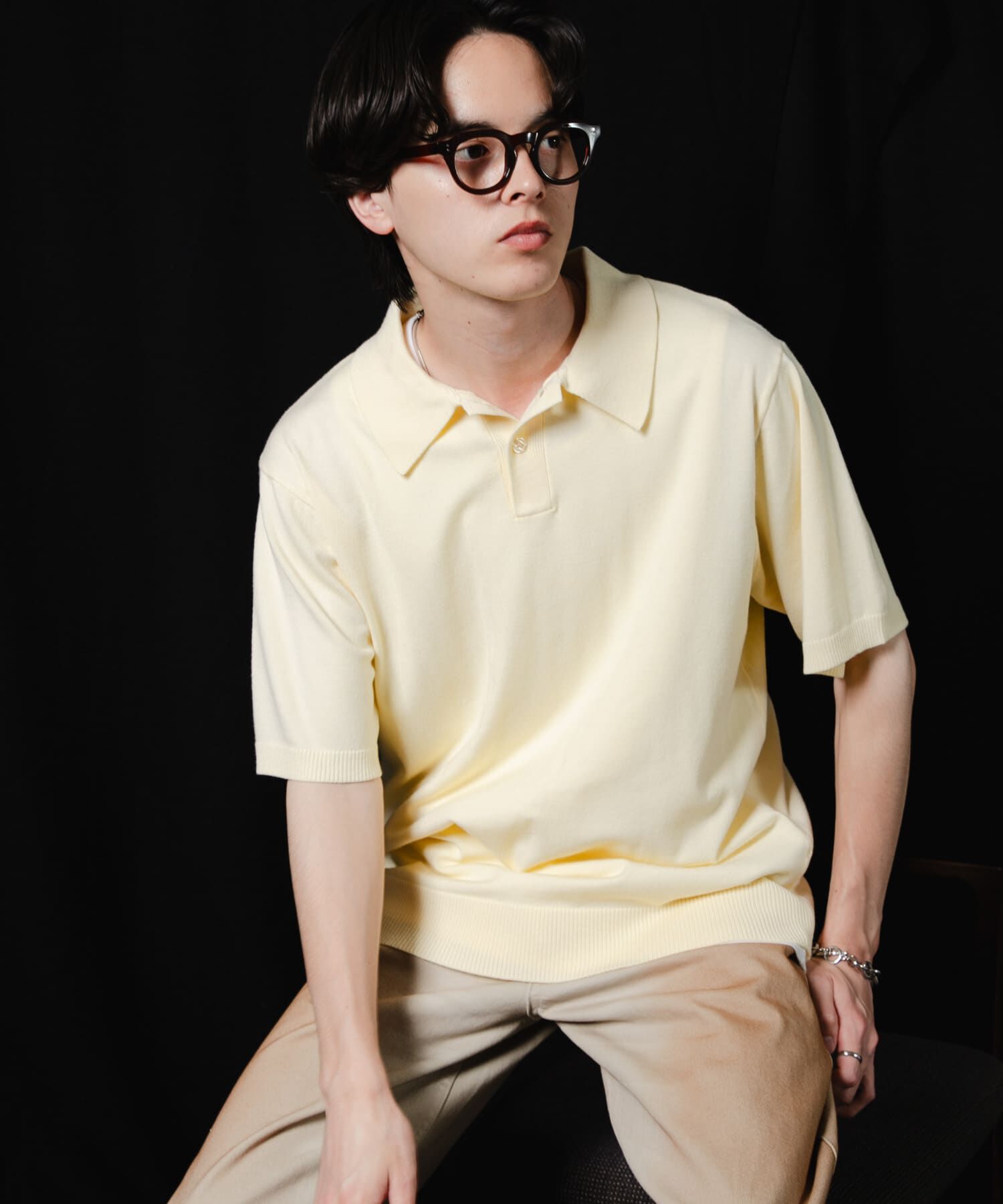 SENSE OF PLACE by URBAN RESEARCH「『洗濯可』ストレッチニットポロショートスリーブTシャツ」|ニット・セーター|
