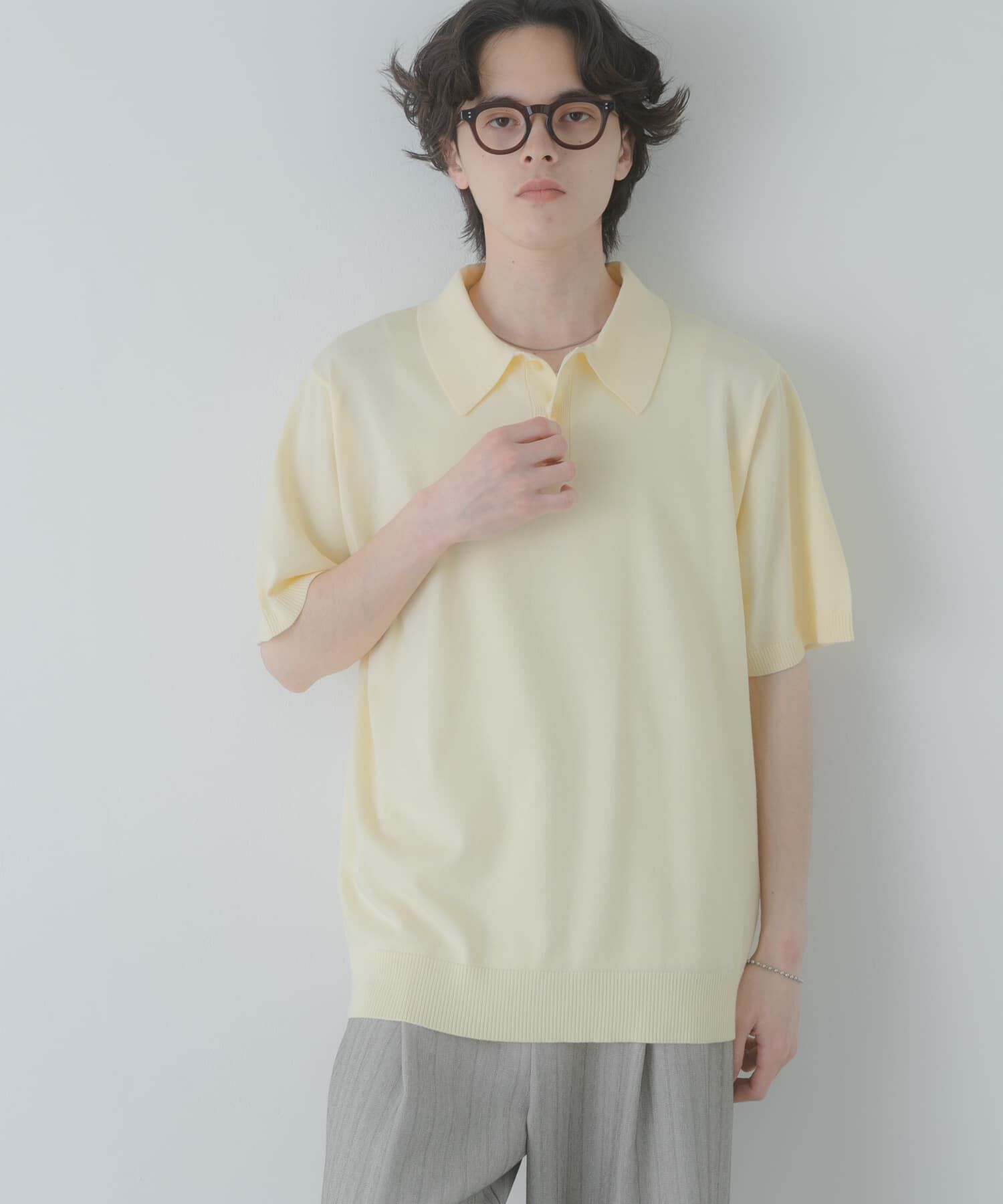 SENSE OF PLACE by URBAN RESEARCH「『洗濯可』ストレッチニットポロショートスリーブTシャツ」|ニット・セーター|