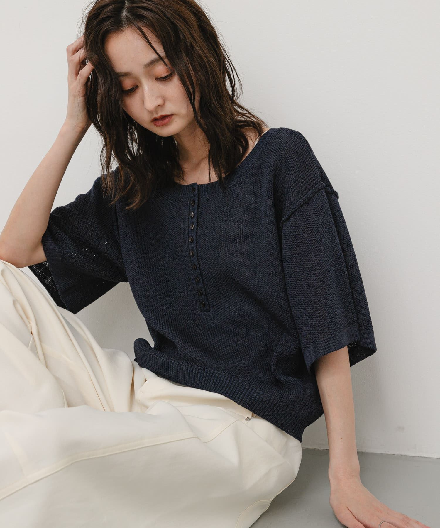SENSE OF PLACE by URBAN RESEARCH「『WEB/一部店舗限定』『洗濯可』ヘンリーネックルーズセーター」|ニット・セーター|