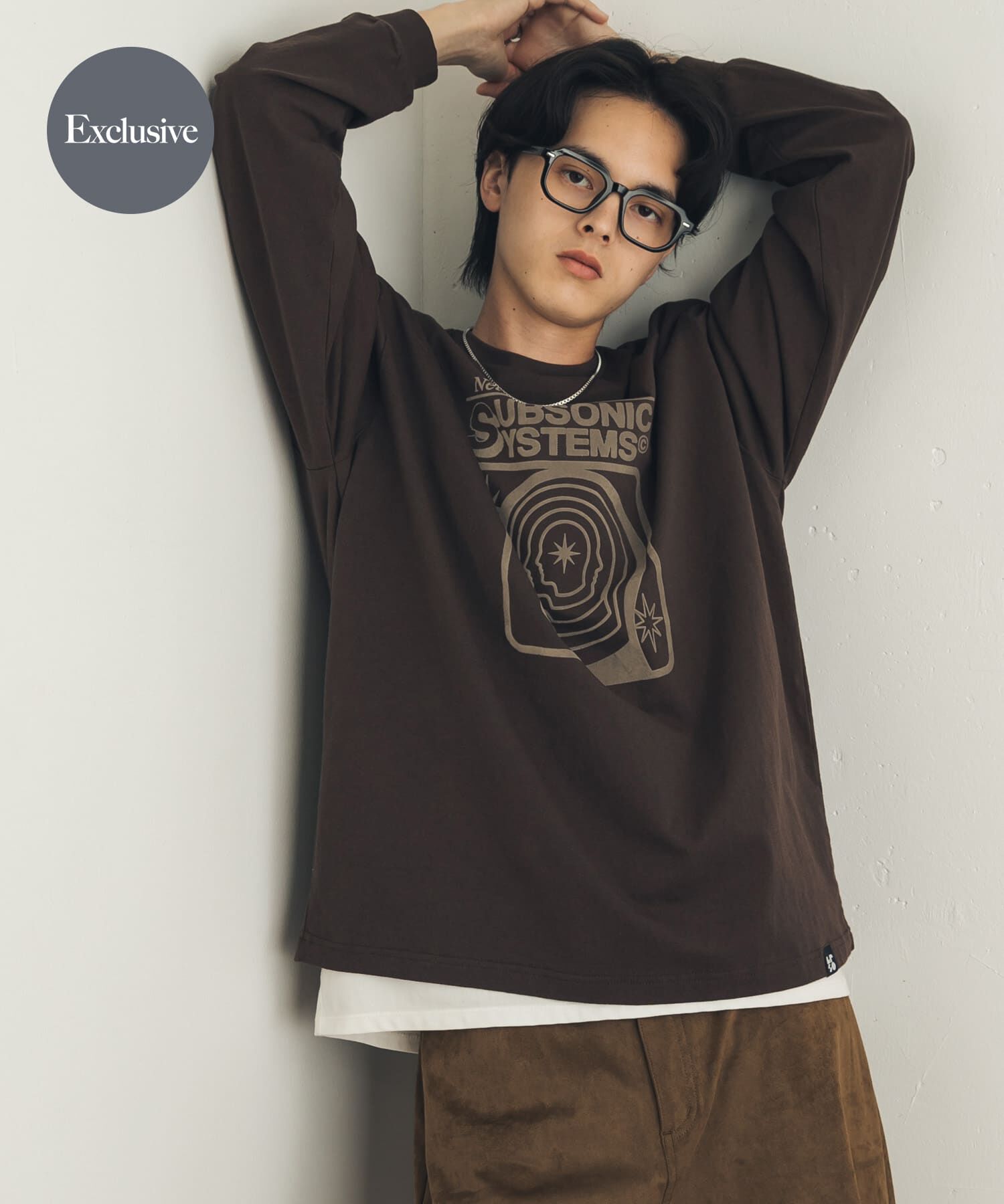 SENSE OF PLACE by URBAN RESEARCH「『別注』LOVEPOPSTUDIO&times;SENSE OF PLACE ロングTシャツ」|Tシャツ・カットソー|ブラウン