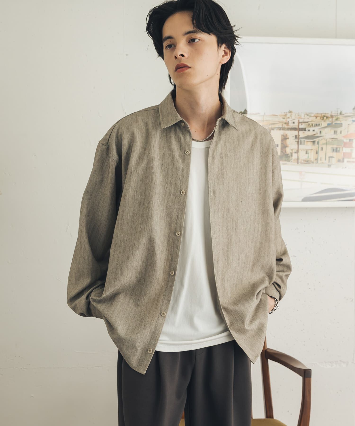SENSE OF PLACE by URBAN RESEARCH「ストレッチヘリンボーンレギュラーカラーシャツ」|シャツ・ブラウス|