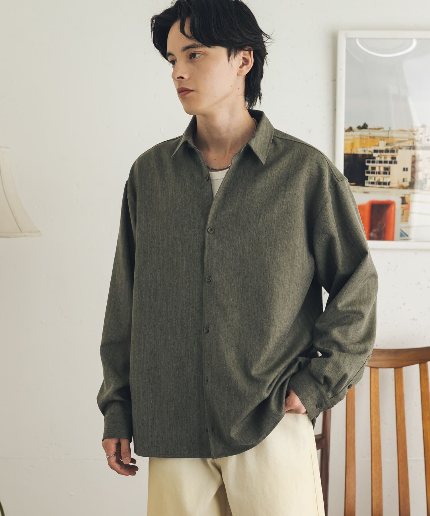 SENSE OF PLACE by URBAN RESEARCH「ストレッチヘリンボーンレギュラーカラーシャツ」|シャツ・ブラウス|