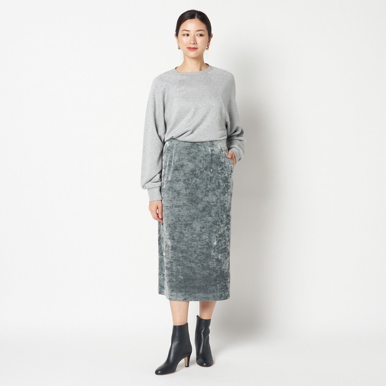 HELIOPOLE「HELIOPOLE CRUSHED VELOUR TIGHT SKIRT」|スカート|