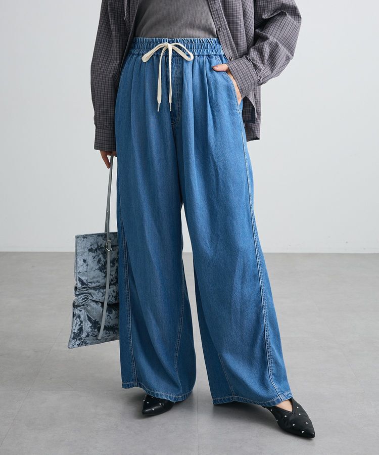 Green Parks「とろみイージータックデニムワイドパンツ」|その他|Indigo