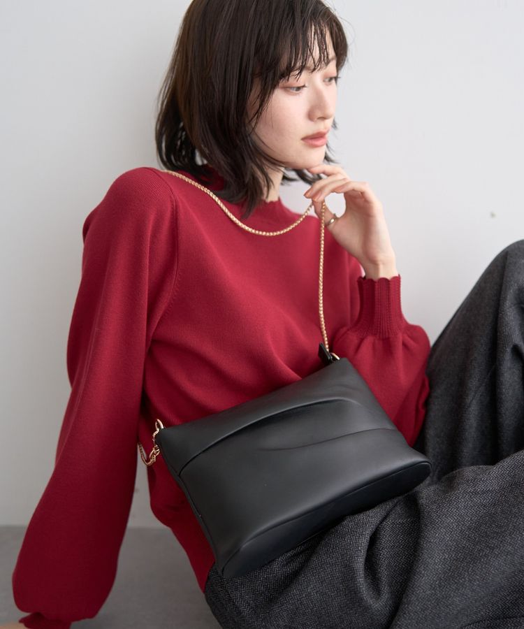 YECCA VECCA「【cache cache】ギャザーチェーンバッグ」|その他|Black