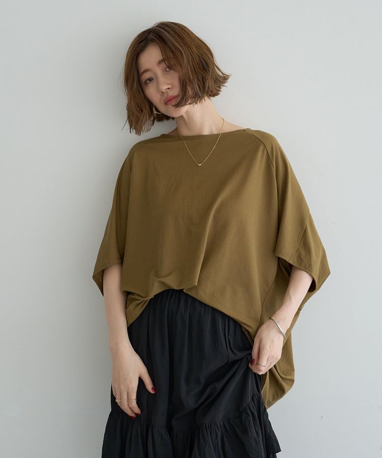 YECCA VECCA「異素材切替バックデザインプルオーバー」|Tシャツ・カットソー|Khaki
