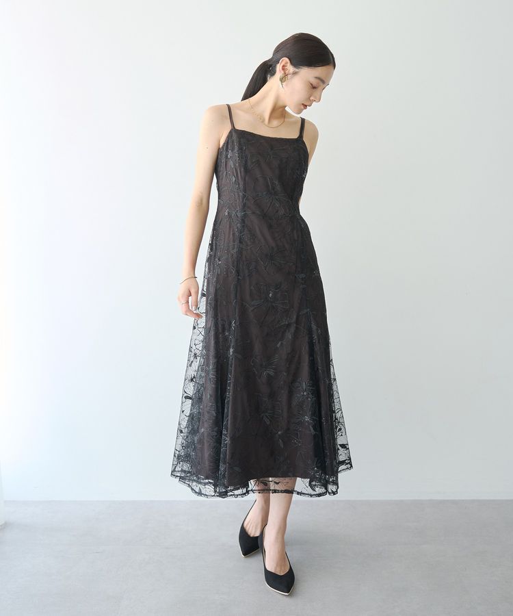 YECCA VECCA「【2点SET】フラワー柄スパンコール刺繍ドレス」|ワンピース|