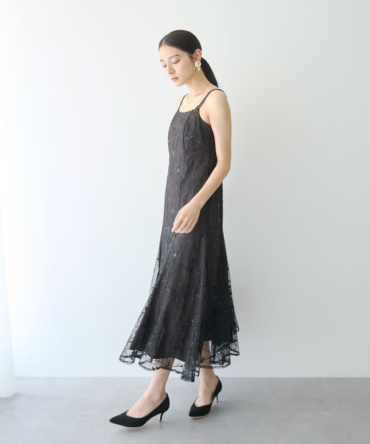 YECCA VECCA「【2点SET】フラワー柄スパンコール刺繍ドレス」|ワンピース|