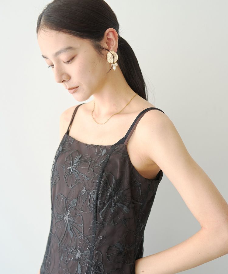 YECCA VECCA「【2点SET】フラワー柄スパンコール刺繍ドレス」|ワンピース|