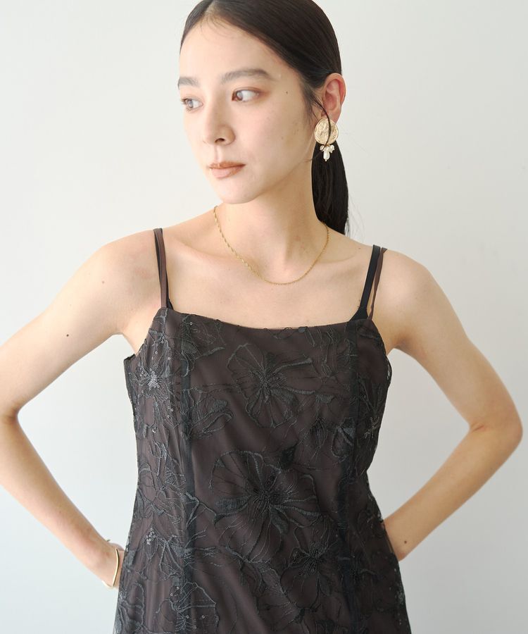 YECCA VECCA「【2点SET】フラワー柄スパンコール刺繍ドレス」|ワンピース|