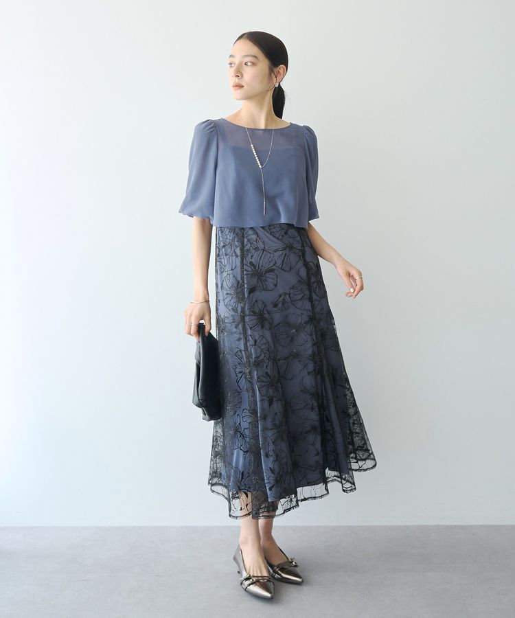 YECCA VECCA「【2点SET】フラワー柄スパンコール刺繍ドレス」|ワンピース|