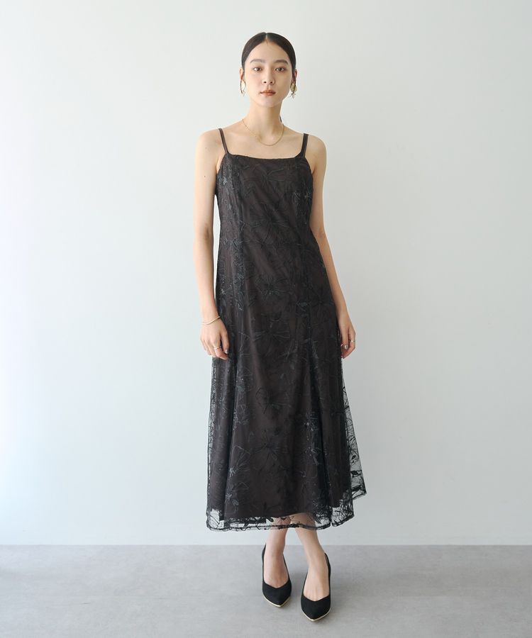 YECCA VECCA「【2点SET】フラワー柄スパンコール刺繍ドレス」|ワンピース|