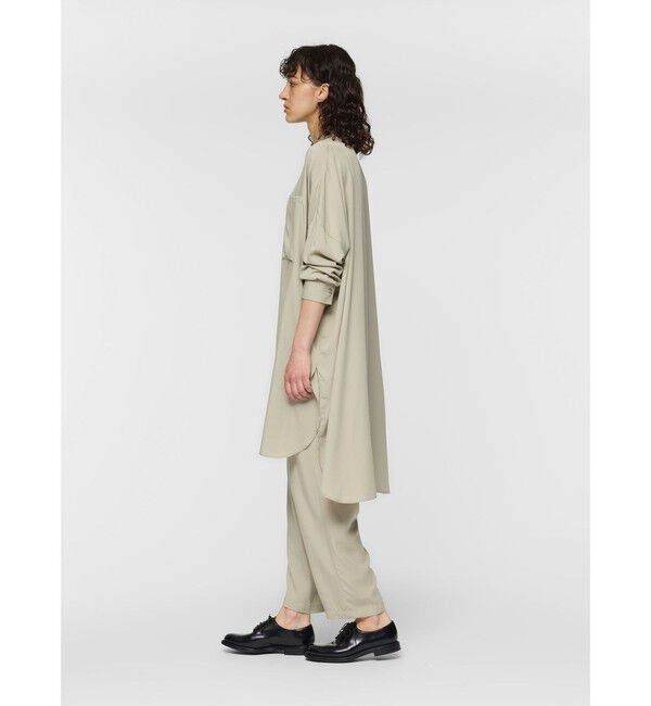 mizuiro ind「mizuiro ind T/Rバンドカラーロングシャツ」|シャツ・ブラウス|