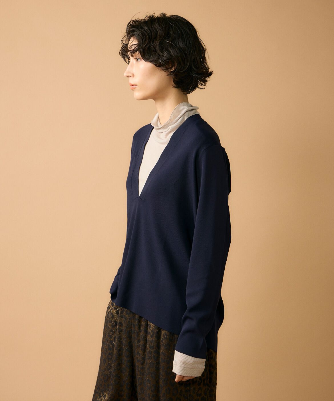 Le Souk「《大きいサイズ》Vネックニットプルオーバー」|ニット・セーター|