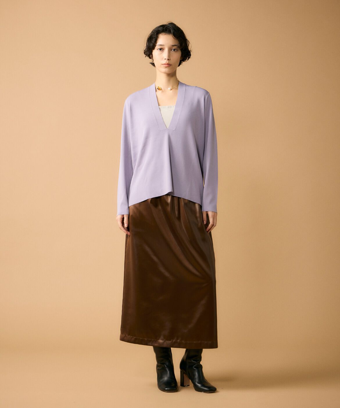 Le Souk「《大きいサイズ》Vネックニットプルオーバー」|ニット・セーター|