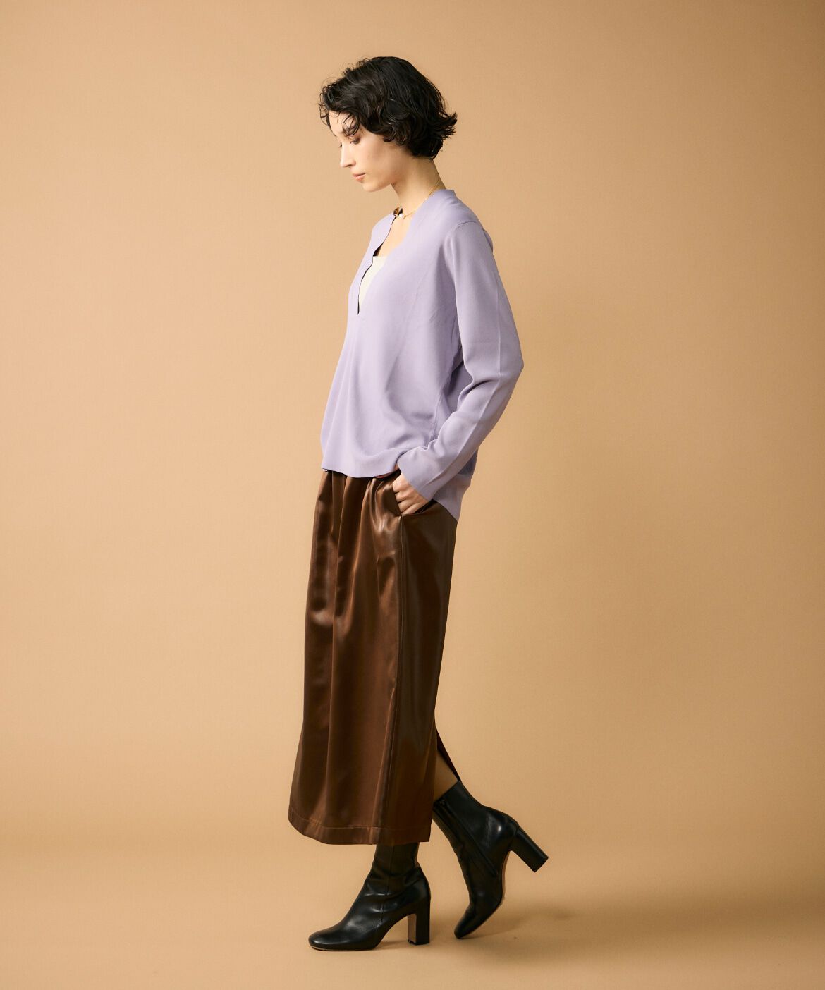 Le Souk「《大きいサイズ》Vネックニットプルオーバー」|ニット・セーター|