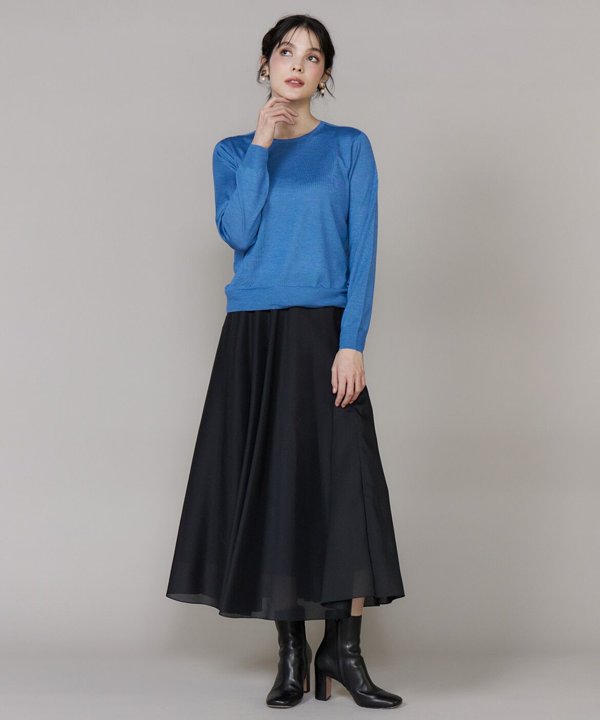 INED「《大きいサイズ》シルクカシミヤクルーネックニット《CONTESSA》」|ニット・セーター|