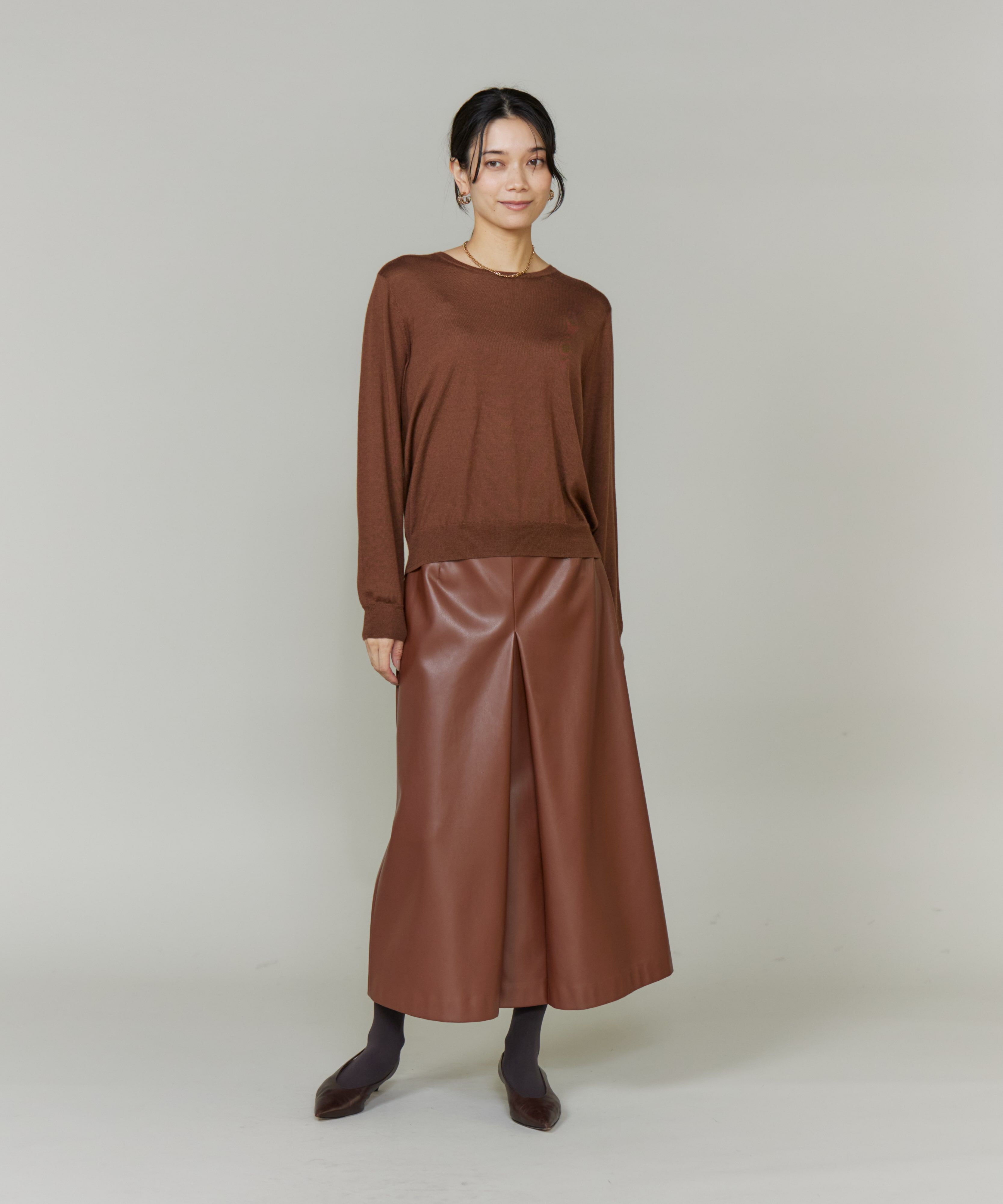 INED「《大きいサイズ》シルクカシミヤクルーネックニット《CONTESSA》」|ニット・セーター|