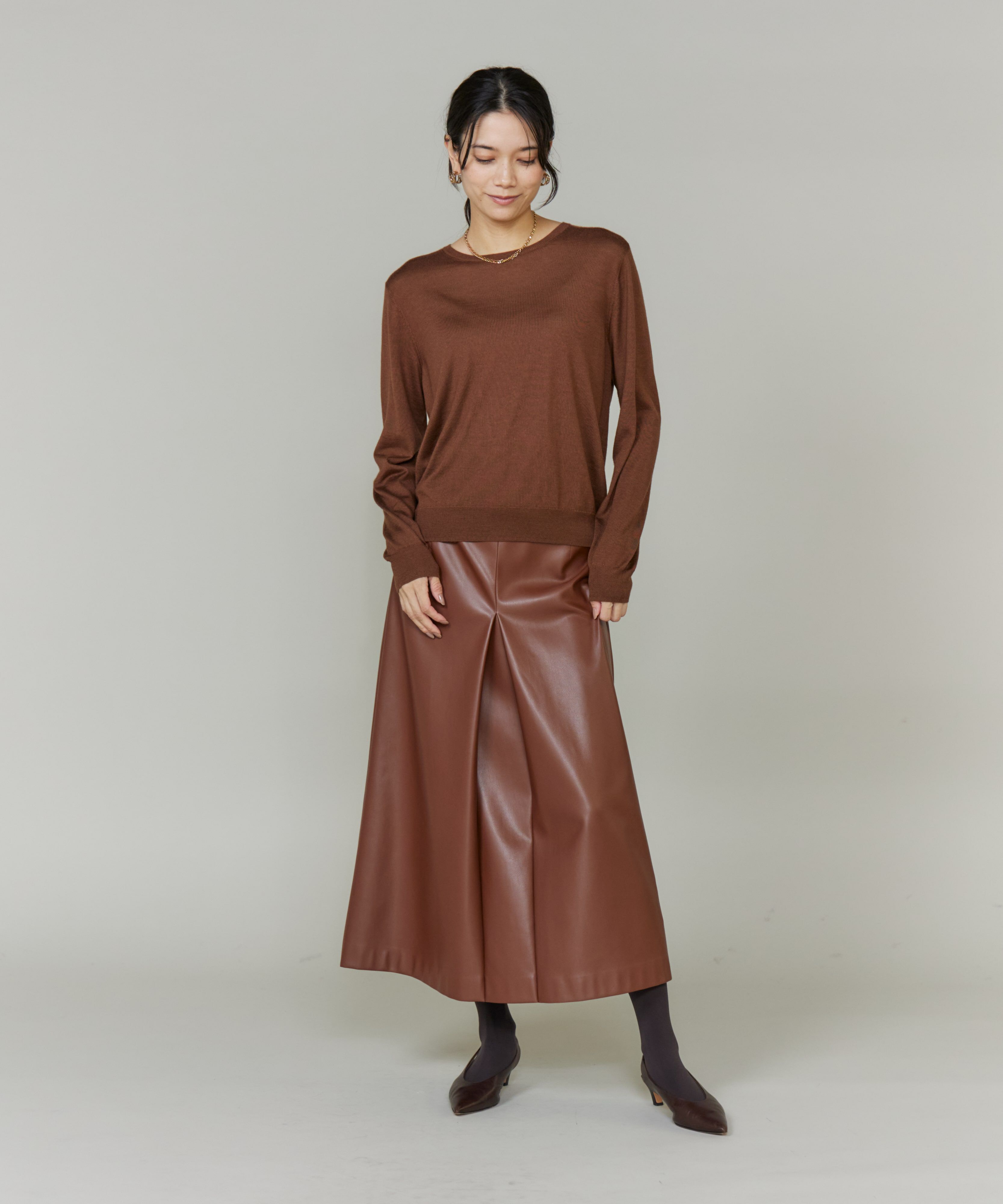 INED「《大きいサイズ》シルクカシミヤクルーネックニット《CONTESSA》」|ニット・セーター|